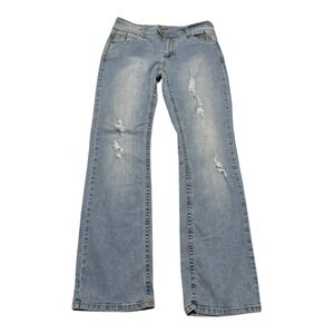 Y2K Angels Cotton Blend Light Wash Wide Leg Denim Jeans Women's 10 (32x31.5)